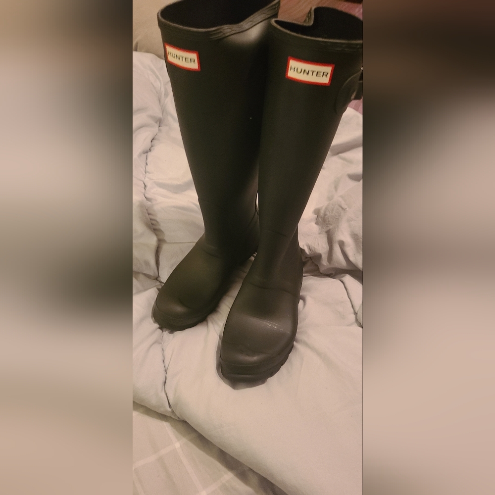 Hunter Original Tall Rain Boots Black Size 7 Womans